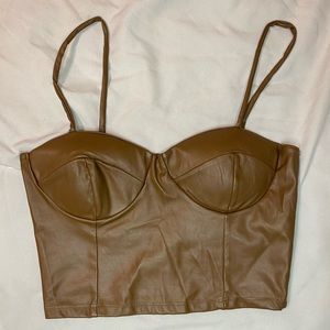Liz and Sara small leather crop top